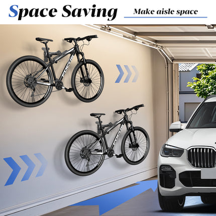 Yeabett Garage Bike Rack Wall Mount Hanger Adjustable Space Saving Horizontal Bicycle Rack for Mountain/Road/Hybrid Bikes | Secure Home Storage