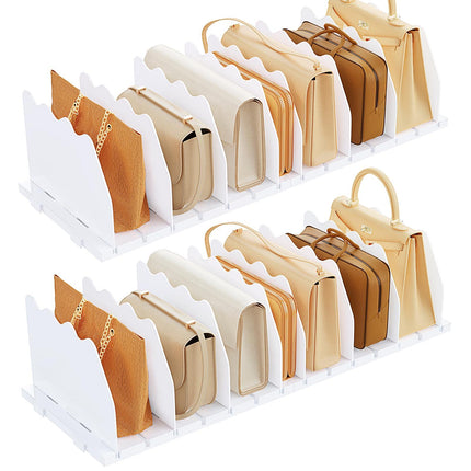Shelf Divider for Closet, 2 Pack Adjustable Purse Organizers Handbag Separators Storage Organizer Bookshelf Separator Dividers in Bedroom Office Kitchen Bathroom, White