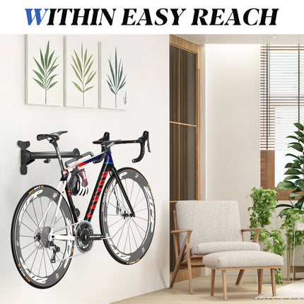 Yeabett Garage Bike Rack Wall Mount Hanger Adjustable Space Saving Horizontal Bicycle Rack for Mountain/Road/Hybrid Bikes | Secure Home Storage