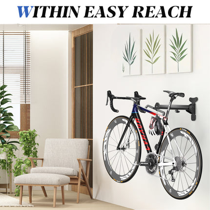 Yeabett Garage Bike Rack Wall Mount Hanger Adjustable Space Saving Horizontal Bicycle Rack for Mountain/Road/Hybrid Bikes | Secure Home Storage