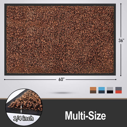 Mibao Dirt Trapper Door Mat for Indoor&Outdoor, 36" x 60", Brown Black,Washable Barrier Mat, Heavy Duty Non-Slip Entrance Rug Shoes Scraper, Super Absorbent Front Door Carpet.