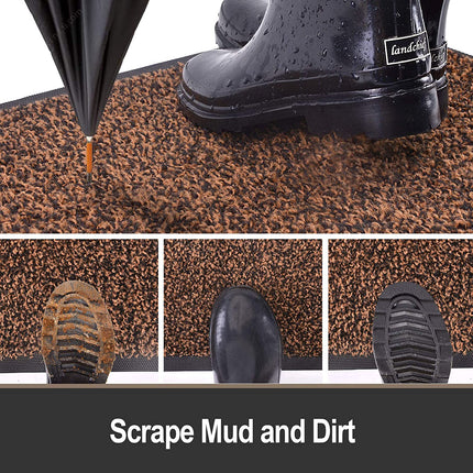 Mibao Dirt Trapper Door Mat for Indoor&Outdoor, 36" x 60", Brown Black,Washable Barrier Mat, Heavy Duty Non-Slip Entrance Rug Shoes Scraper, Super Absorbent Front Door Carpet.