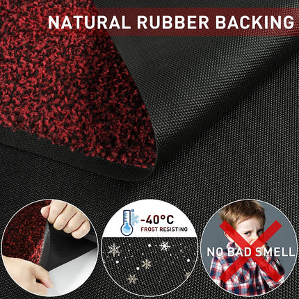 Mibao Dirt Trapper Door Mat for Indoor&Outdoor, 48" x 72", Red Black,Washable Barrier Door Mat, Heavy Duty Non-Slip Entrance Rug Shoes Scraper, Super Absorbent Front Door Mat Carpet.