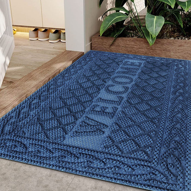 Mibao Durable Door Mat (24"x36",Blue), Welcome Mats Outdoor, Front Door Mats Outdoor Entrance, Outdoor Rubber Mats, Welcome Doormat, Entry Door Mats Outside for Entryway, Patio, High Traffic Areas.