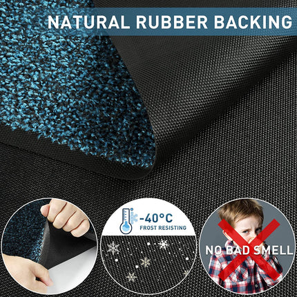 Mibao Dirt Trapper Door Mat for Indoor&Outdoor, 24" x 48", Black&Blue, Washable Barrier Door Mat, Heavy Duty Non-Slip Entrance Rug Shoes Scraper, Super Absorbent Front Door Mat Carpet.