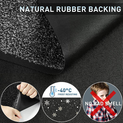 Mibao Dirt Trapper Door Mat for Indoor&Outdoor, 36"x60"(90x150cm), Grey Black,Washable Barrier Door Mat, Heavy Duty Non-Slip Entrance Rug Shoes Scraper, Super Absorbent Front Door Mat Carpet.