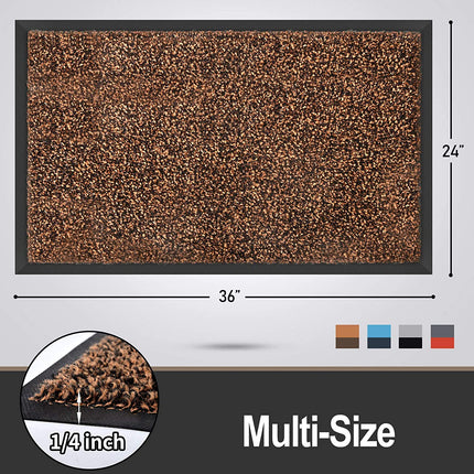Mibao Dirt Trapper door mat for Indoor&Outdoor, 24" x 36", Brown Black,Washable Barrier , Heavy Duty Non-Slip Entrance Rug Shoes Scraper, Super Absorbent Front Carpet.