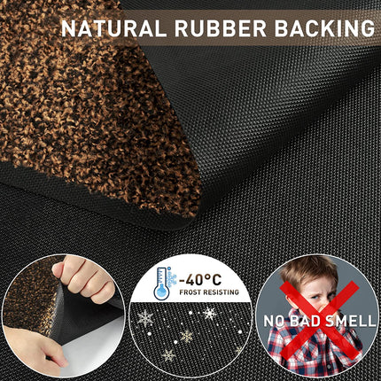 Mibao Dirt Trapper Door Mat for Indoor&Outdoor, 18" x30", Black&Brown, Washable Barrier Door Mat, Heavy Duty Non-Slip Entrance Rug Shoes Scraper, Super Absorbent Front Door Mat Carpet.