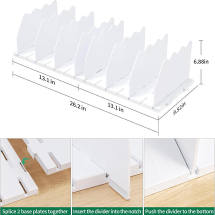 Shelf Divider for Closet, 2 Pack Adjustable Purse Organizers Handbag Separators Storage Organizer Bookshelf Separator Dividers in Bedroom Office Kitchen Bathroom, White