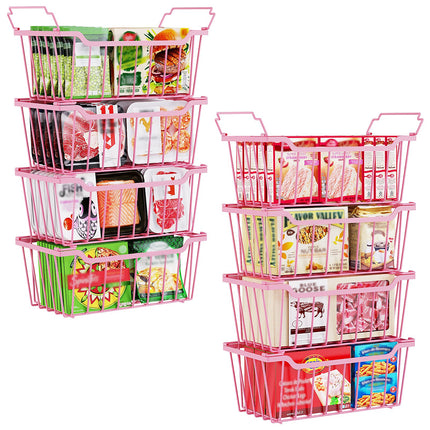Yeabett  Freezer Organizer Bins Stackable Chest Freezer Organizer with Foldable Handle for 5-7 Cu.FT Deep,Freezer Storage Baskets Easy to Reach Food from Bottom