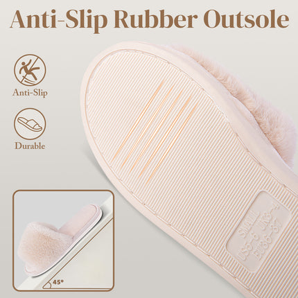 Parlovable Womens Open Toe Slippers Cozy Furry Spa Flat Fluffy Fuzzy Indoor House Shoes Slip on Outdoor Home Slipper