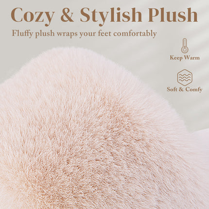 Parlovable Womens Open Toe Slippers Cozy Furry Spa Flat Fluffy Fuzzy Indoor House Shoes Slip on Outdoor Home Slipper