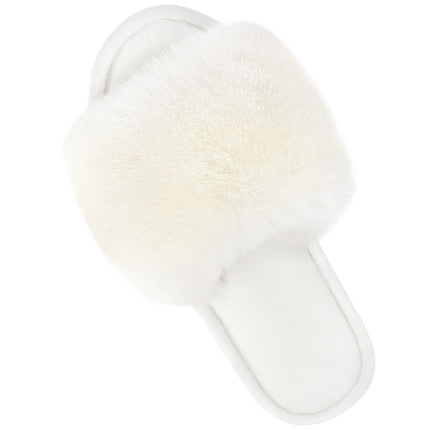 Parlovable Womens Open Toe Slippers Cozy Furry Spa Flat Fluffy Fuzzy Indoor House Shoes Slip on Outdoor Home Slipper