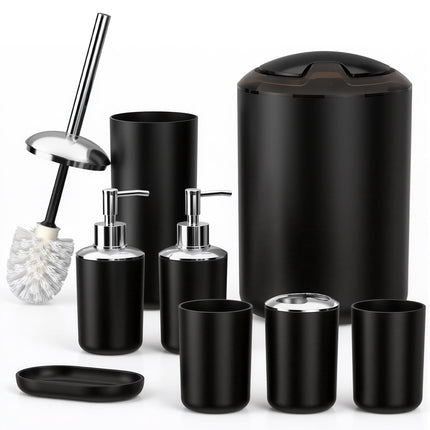 Yeabett  Bathroom Accessory Set,Bath Sets with Shower Curtain, Trash Can, Toilet Brush Holder Set & Soap Dispenser – Stylish & Functional Bath Decor for Home, Apartment