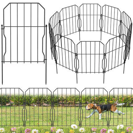 Yeabett Garden Fence,Rustproof Metal Fence Panels，Total 20ft(L) x 24in(H) Garden Fencing Animal Barrier,Decorative Garden Fences and Borders for Dogs, Flower Bed, Patio