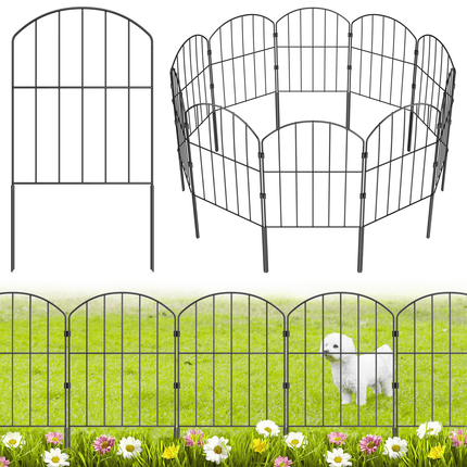 Yeabett Garden Fence,Rustproof Metal Fence Panels，Total 20ft(L) x 24in(H) Garden Fencing Animal Barrier,Decorative Garden Fences and Borders for Dogs, Flower Bed, Patio