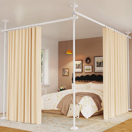 Yeabett Room Divider No Drilling Curtain Rods for Windows,Adjustable Temporary Privacy Wall Divider,Tension Curtain Rods No Drilling,Black