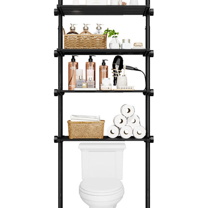 Yeabett 4-Tier over the Toilet Storage Shelf,bathroom Organizer Adjustable Saver Space Rack,no Drill Tension Mounted Shelves,Bathroom Cabinet Rack Above Toilet for Small Rooms